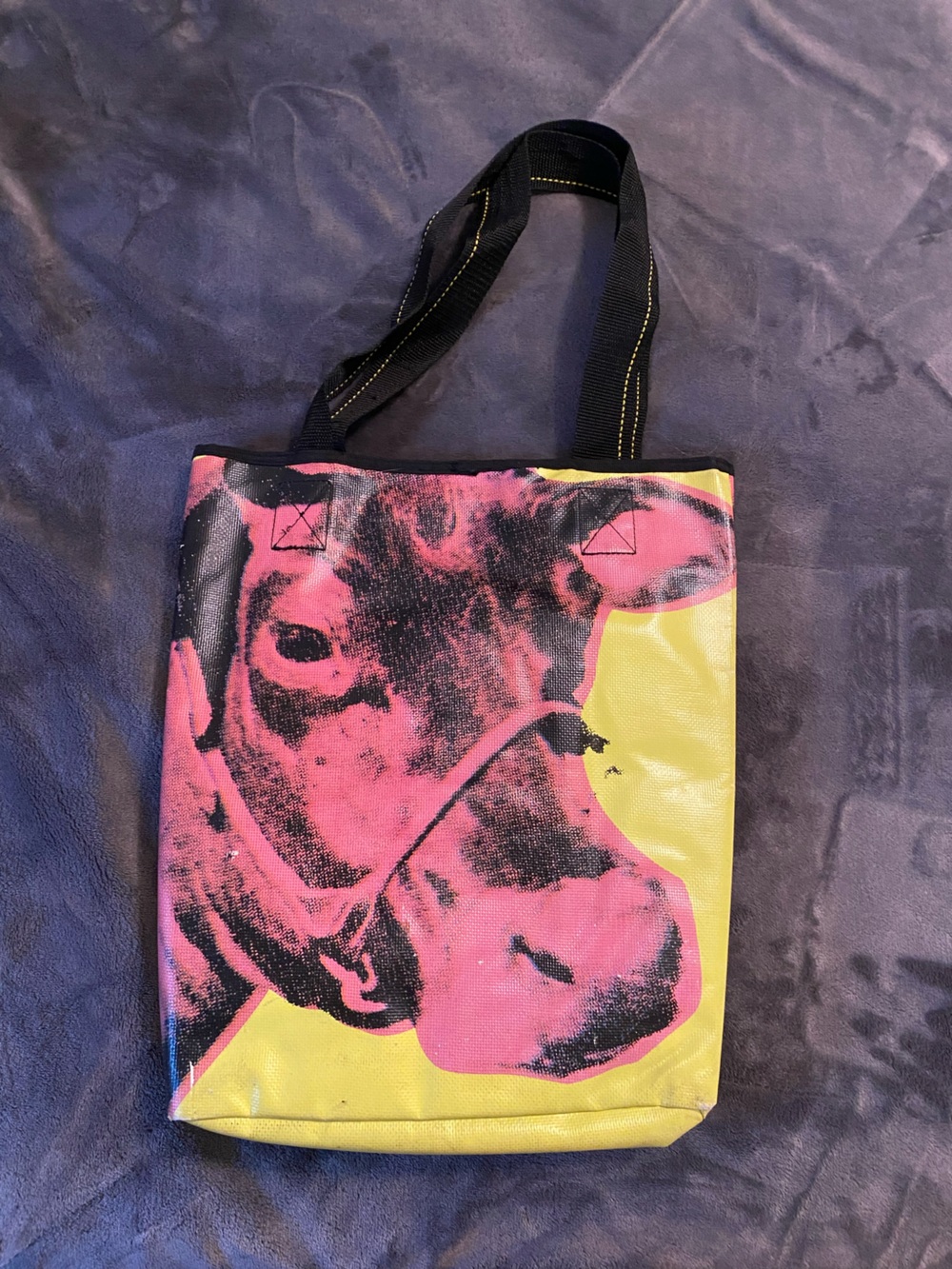Vintage Andy Warhol Cow Graphic Tote Bag